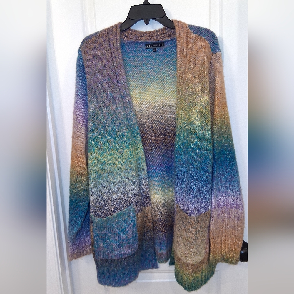 Lovestitch Multicolor Ombre Knit Open Cardigan